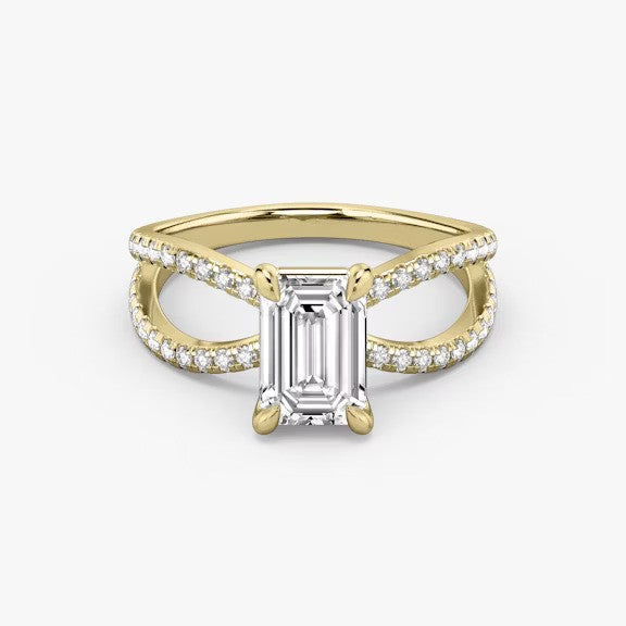 Butterfly Emerald Pavéful Lab Diamond Engagement Ring