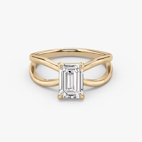 Butterfly Emerald Lab Diamond Engagement Ring