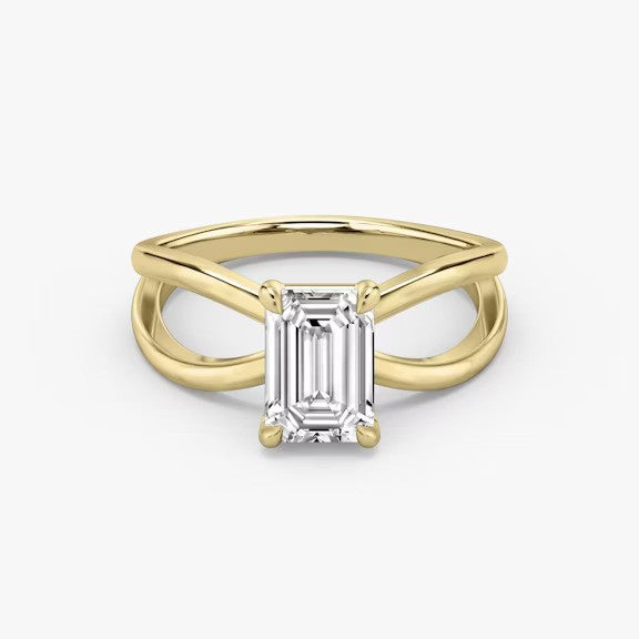 Butterfly Emerald Lab Diamond Engagement Ring