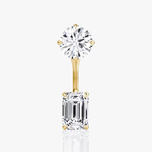 Round Emerald Lab Diamond Ear Jacket Earring