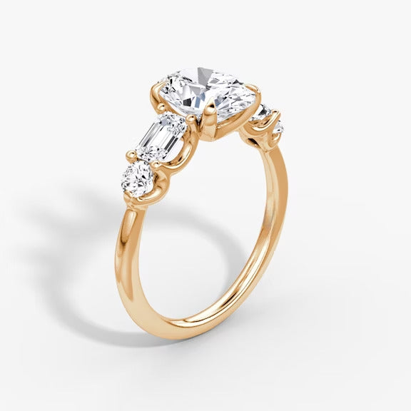 Anomaly Oval & Emerald Lab Grown Diamond Engagement Ring