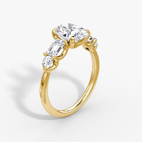 Anomaly Oval & Emerald Lab Grown Diamond Engagement Ring