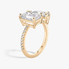 Toi et Moi Pavé Emerald Pear Lab Grown Diamond Ring