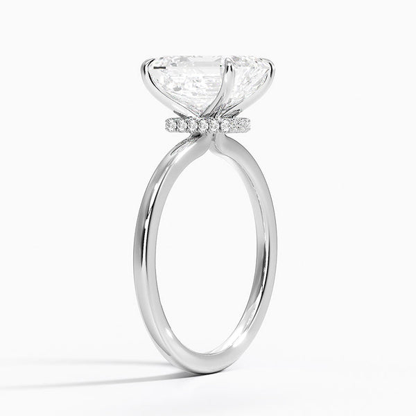 Hidden Halo Emerald Lab Grown Diamond Engagement Ring