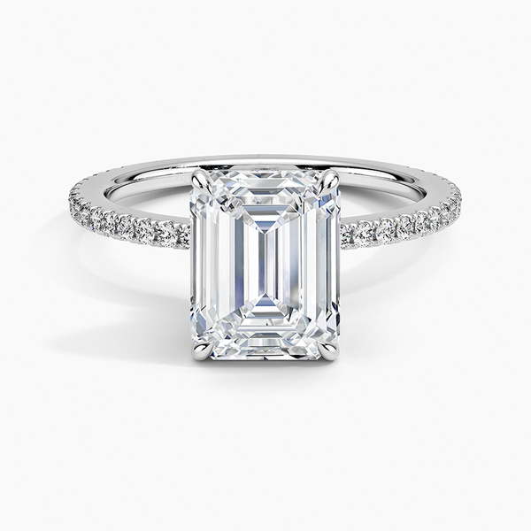 Hidden Halo Pavé Emerald Lab Diamond Engagement Ring