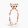 Sunflower Halo Pavé Emerald Lab Diamond Engagement Ring