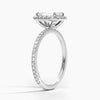 Sunflower Halo Pavé Emerald Lab Diamond Engagement Ring