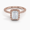 Sunflower Halo Pavé Emerald Lab Diamond Engagement Ring