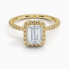 Sunflower Halo Pavé Emerald Lab Diamond Engagement Ring