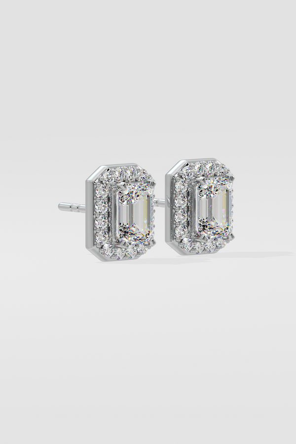 2 ct Emerald Halo Earrings