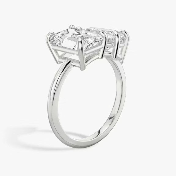 Toi et Moi Emerald Pear Lab Grown Diamond Ring