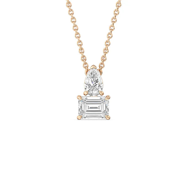 Toi et Moi Pear & Emerald Lab Grown Diamond Pendant
