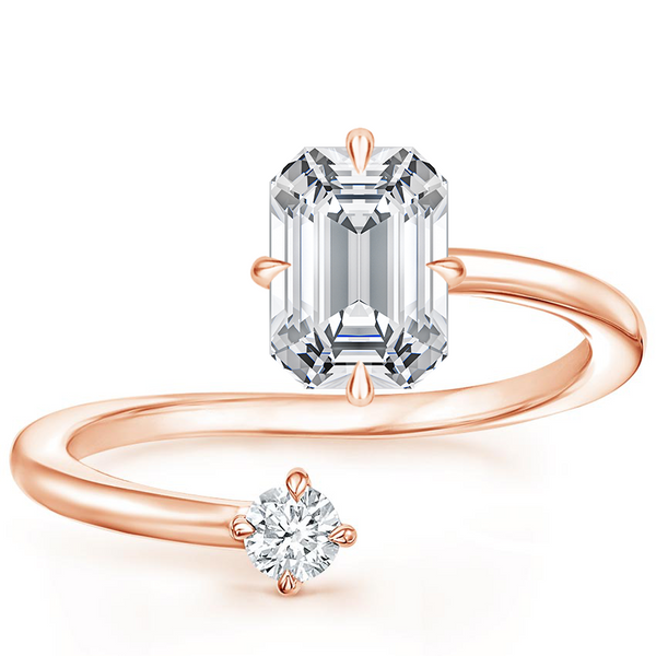 Swirl Toi et Moi Emerald Lab Diamond Ring