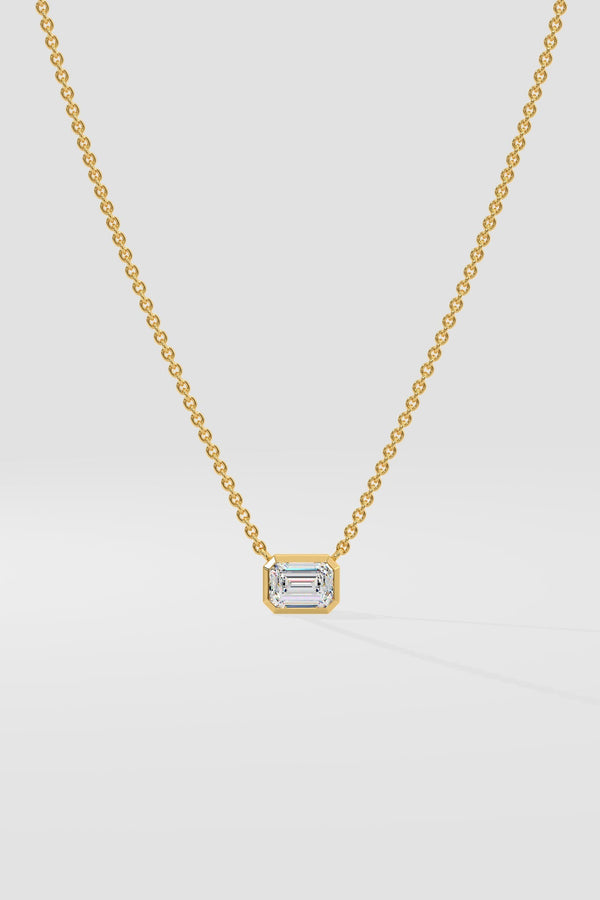 1 ct East West Emerald Necklace