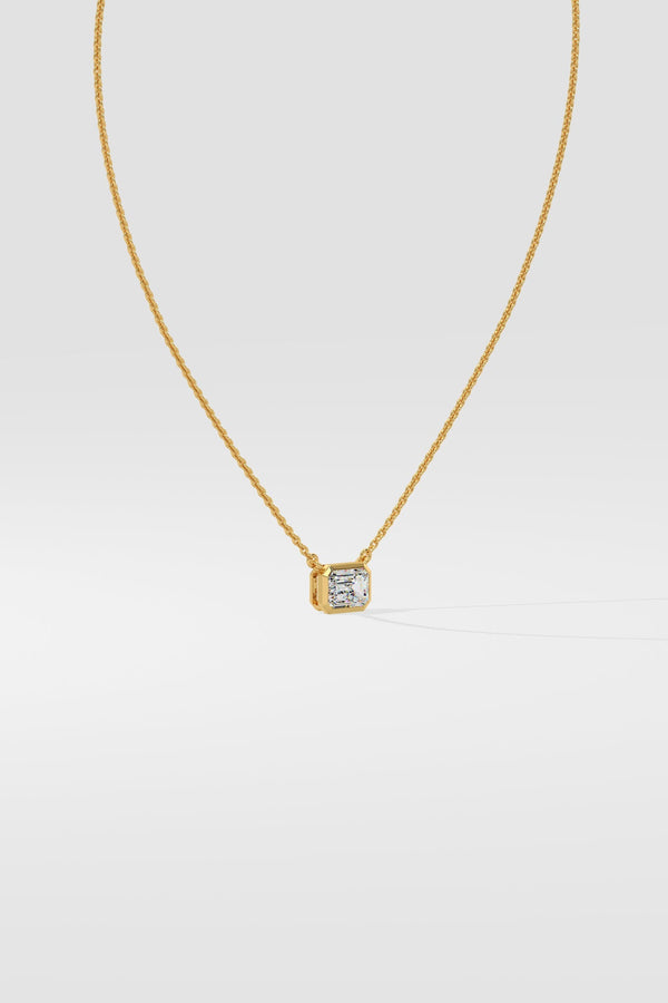 1 ct East West Emerald Necklace