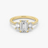 Three Stone Emerald Pavé Lab Diamond Engagement Ring