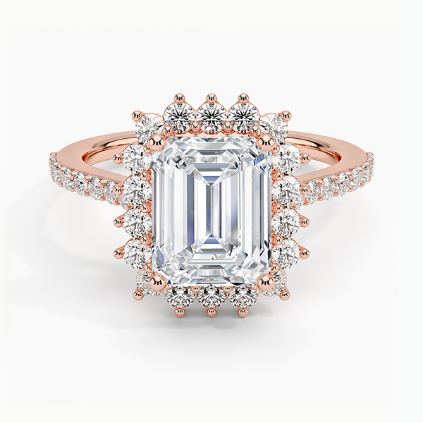 Sun Emerald Lab Grown Diamond Engagement Ring