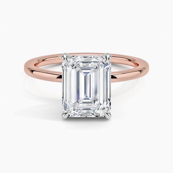 Mixed Metal Emerald Lab Grown Diamond Engagement Ring
