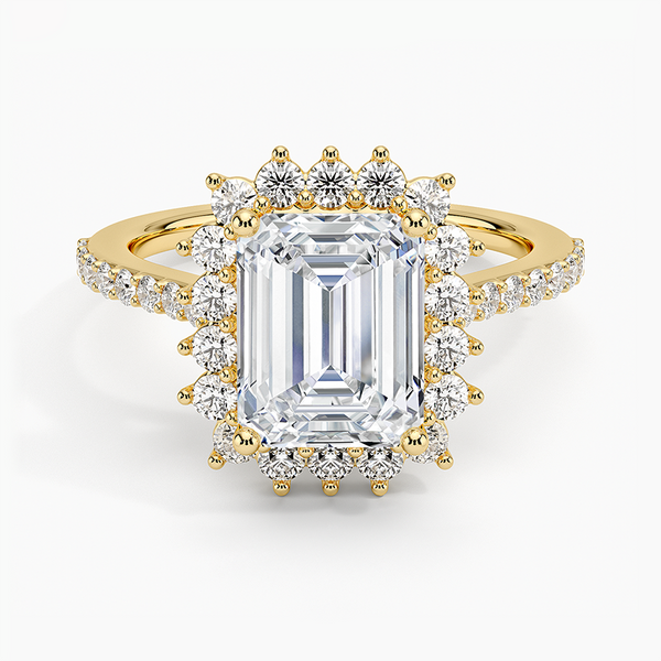 Sun Emerald Lab Grown Diamond Engagement Ring