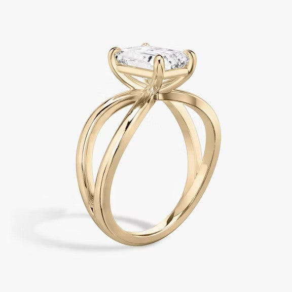 Butterfly Emerald Lab Diamond Engagement Ring