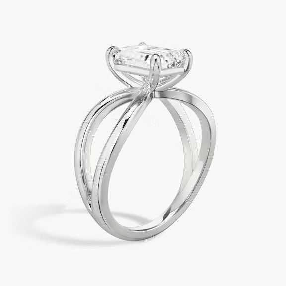 Butterfly Emerald Lab Diamond Engagement Ring