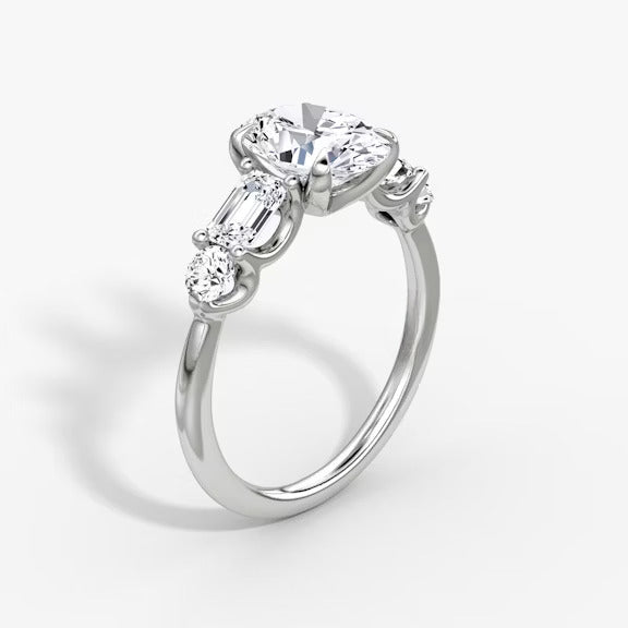 Anomaly Oval & Emerald Lab Grown Diamond Engagement Ring