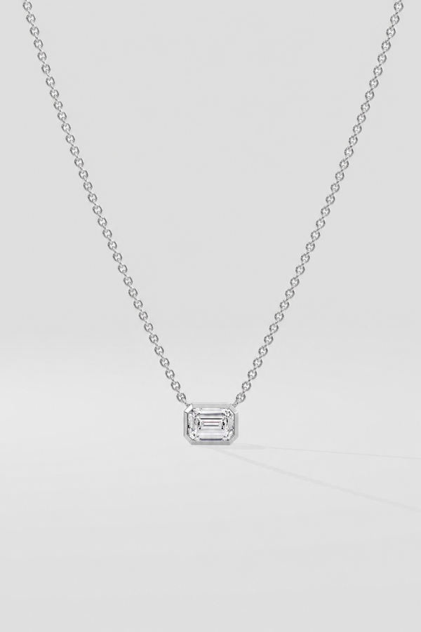 1 ct East West Emerald Necklace