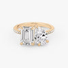Toi et Moi Pavé Emerald Pear Lab Grown Diamond Ring