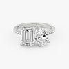 Toi et Moi Pavé Emerald Pear Lab Grown Diamond Ring