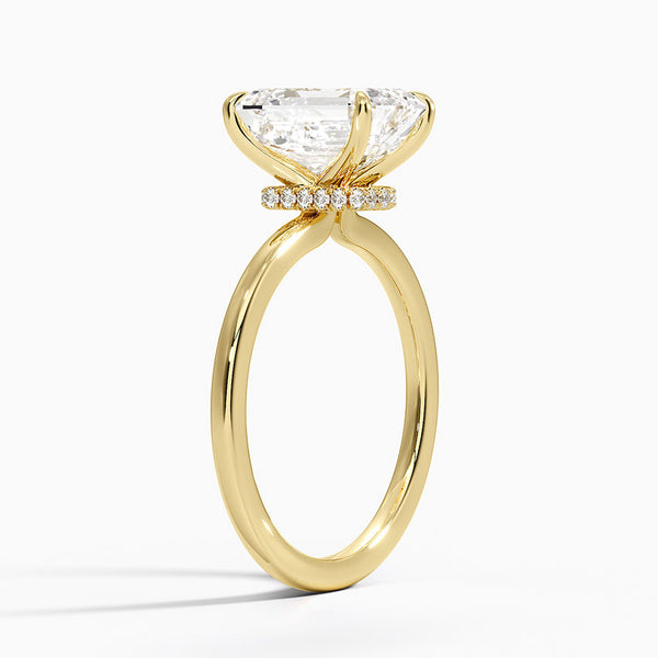 Hidden Halo Emerald Lab Grown Diamond Engagement Ring