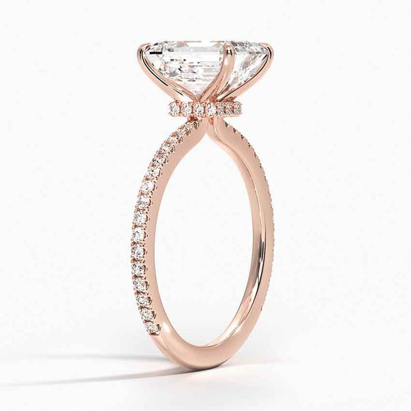 Hidden Halo Pavé Emerald Lab Diamond Engagement Ring