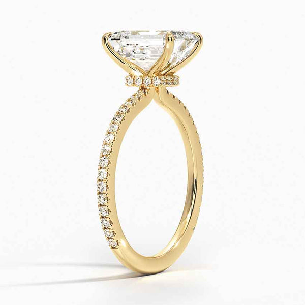 Hidden Halo Pavé Emerald Lab Diamond Engagement Ring