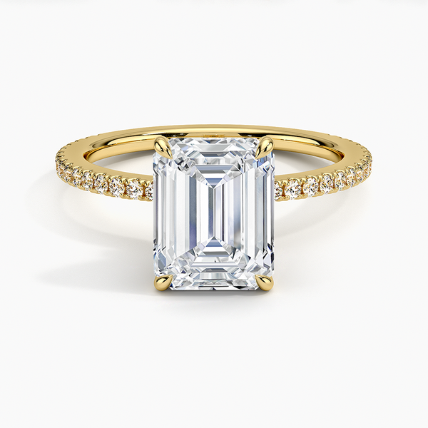 Hidden Halo Pavé Emerald Lab Diamond Engagement Ring