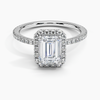 Sunflower Halo Pavé Emerald Lab Diamond Engagement Ring