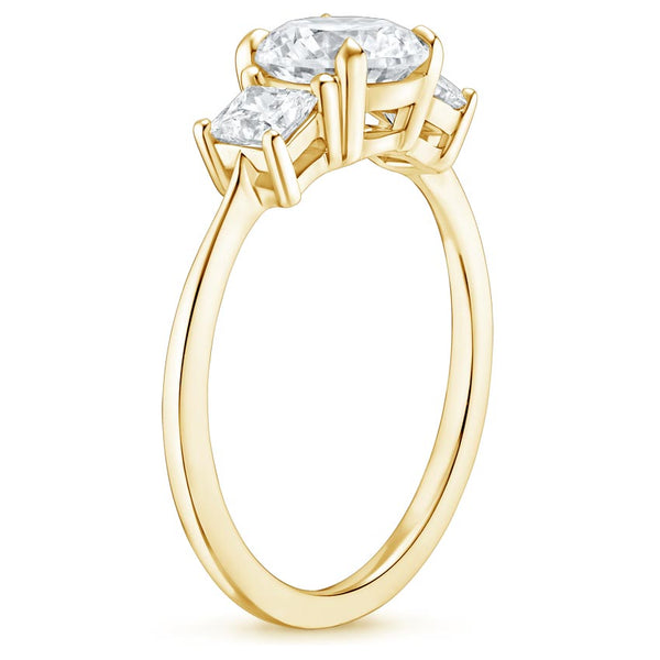 Triplets Emerald Lab Grown Diamond Engagement Ring
