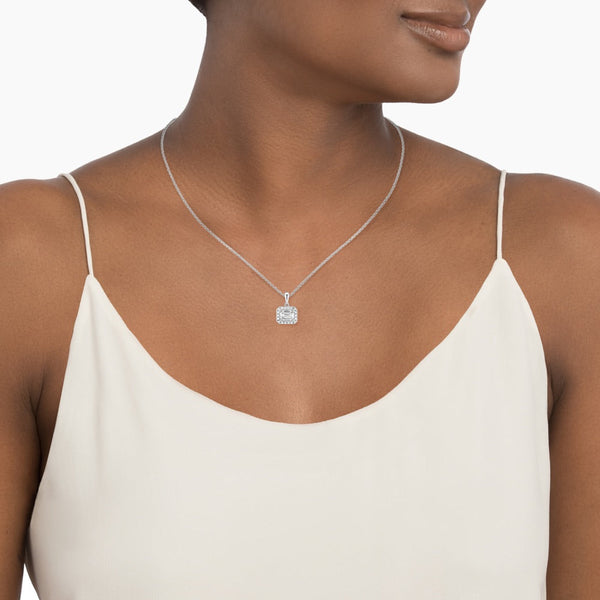 Emerald Lab Diamond Halo Pendant