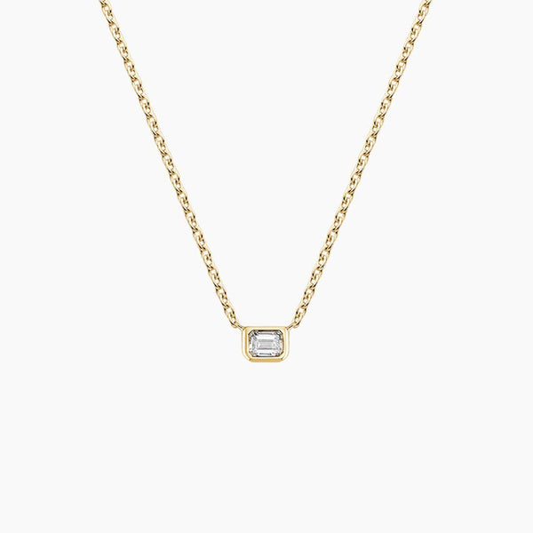Emerald Bezel Lab Diamond Solitaire Pendant