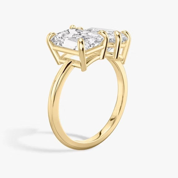 Toi et Moi Emerald Pear Lab Grown Diamond Ring