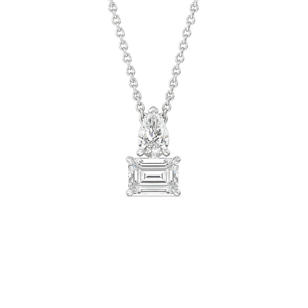 Toi et Moi Pear & Emerald Lab Grown Diamond Pendant