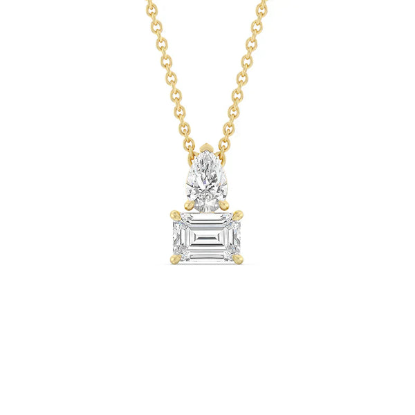 Toi et Moi Pear & Emerald Lab Grown Diamond Pendant