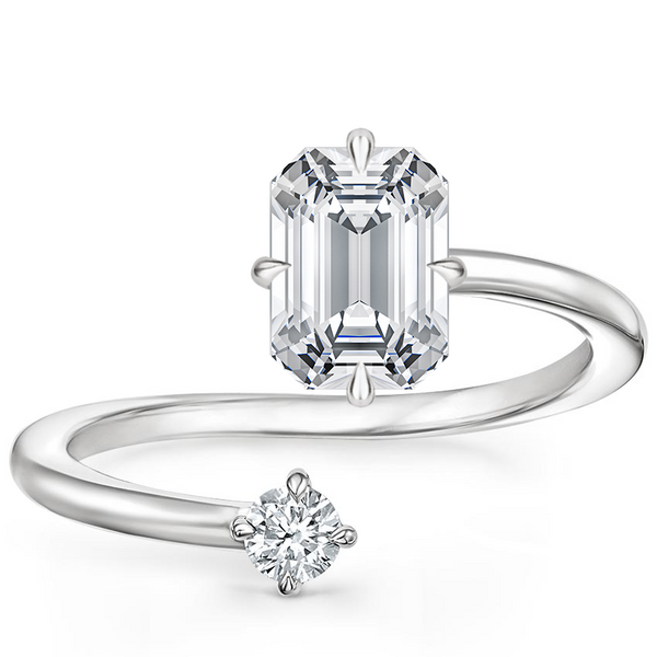Swirl Toi et Moi Emerald Lab Diamond Ring