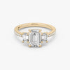 Three Stone Emerald Pavé Lab Diamond Engagement Ring