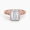 Half Bezel Emerald Lab grown Diamond Engagement Ring