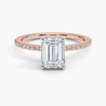 Two Tone Pavé Emerald Lab Grown Diamond Engagement Ring