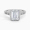 Half Bezel Emerald Lab grown Diamond Engagement Ring