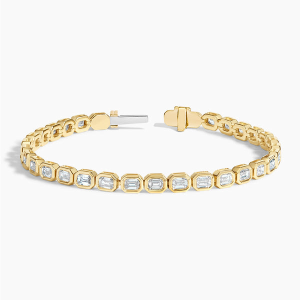 Bezel Emerald Lab Grown Diamond Tennis Bracelet