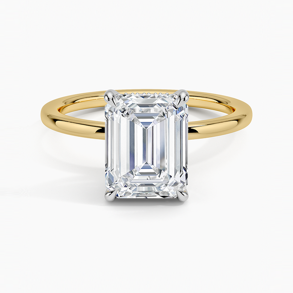 Mixed Metal Emerald Lab Grown Diamond Engagement Ring