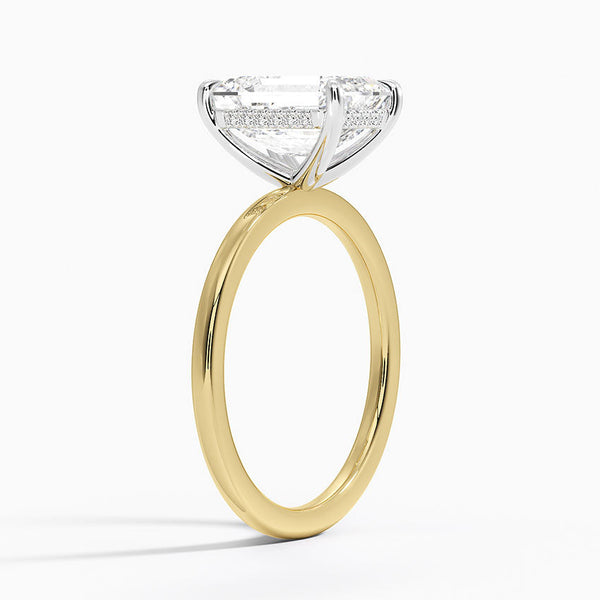 Mixed Metal Emerald Lab Grown Diamond Engagement Ring